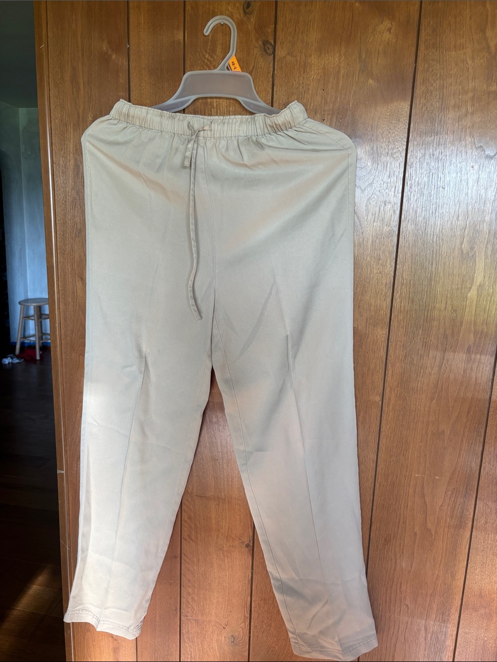 French Laundry Beige Drawstring Wide-Leg Pants